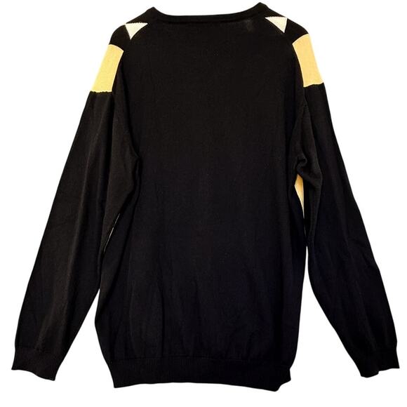 VTG Lacoste Argyle Sweater Mens sz 7 2XL Yellow Black Fine Merino Wool Preppy - Picture 7 of 8